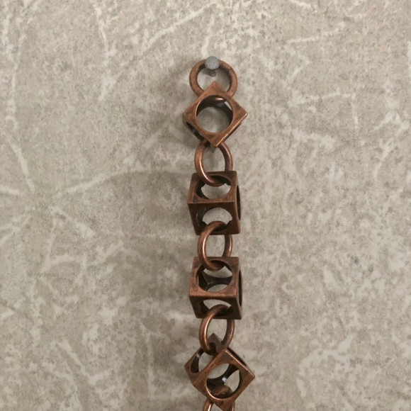 Cube & Circled Copper Chain Bracelet with Toggle - Picture 5 of 9